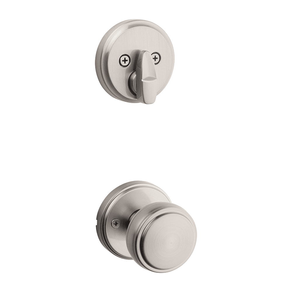 Kwikset 971SOK-15 Single Cylinder Interior Sora Knob with Traditional Round Rose Trim Satin Nickel Finish.