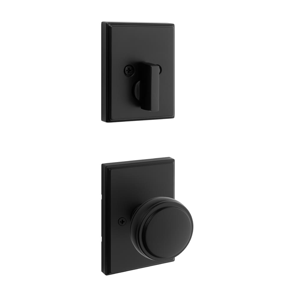 Kwikset 971SOKTRCT-514 Single Cylinder Interior Sora Knob with Traditional Rectangular Rose Trim Matte Black Finish.