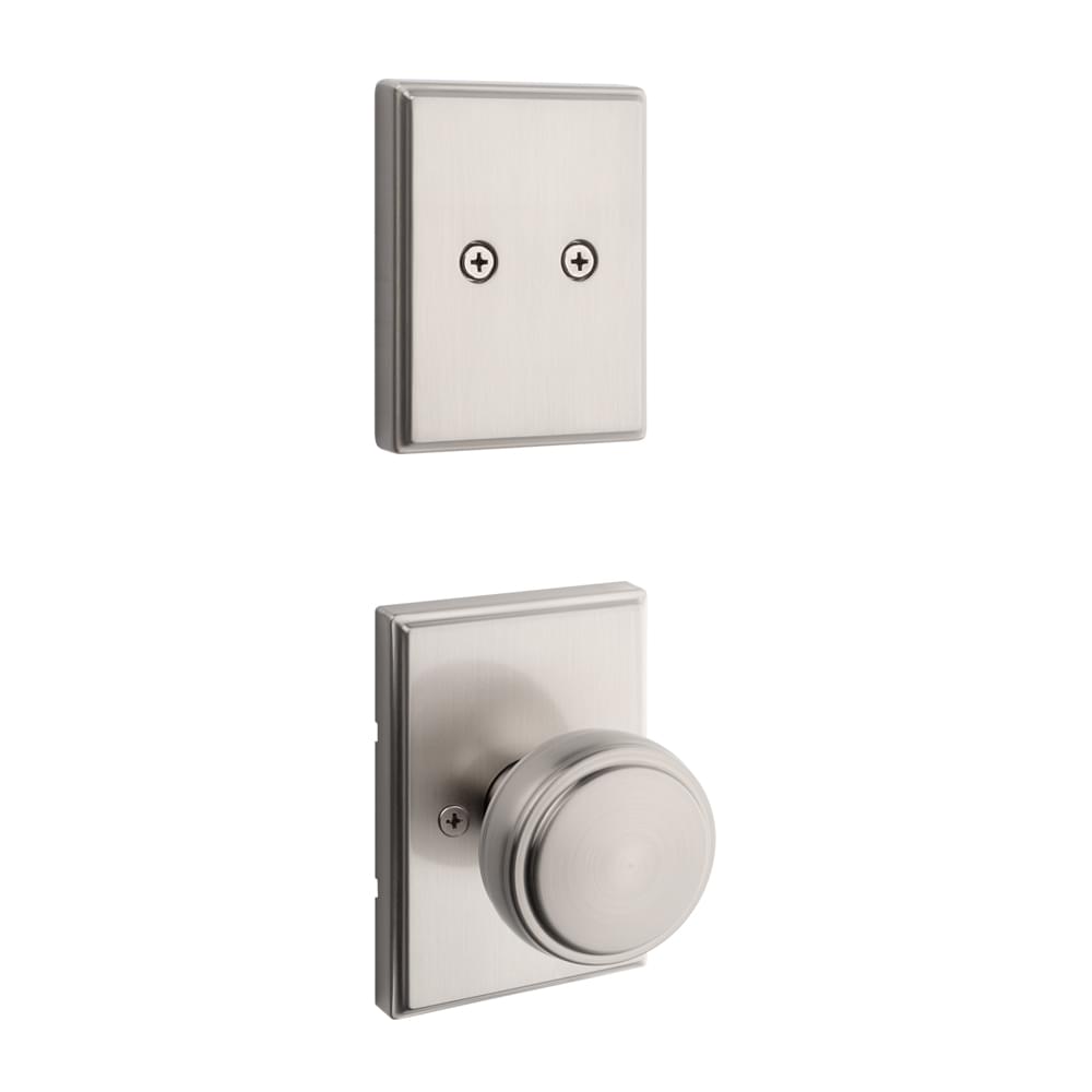 Kwikset 973SOKTRCT-15 Dummy Interior Sora Knob with Traditional Rectangular Rose Trim Satin Nickel Finish.