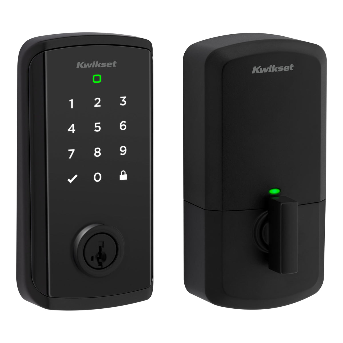Kwikset 9800WIFITHRDTSCR-514S Halo Select Touchscreen Deadbolt with WiFi and Thread Connectivity with SmartKey and Tapered Bolt and Round Corner Adjustable Fire Latch Matte Black Finish.