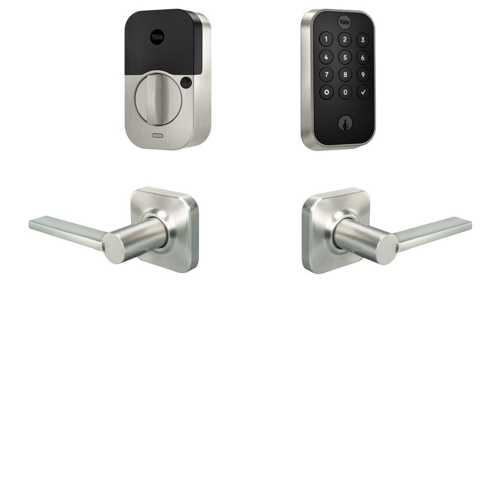 Yale BYRD410BLEVL619 Yale Assure Lock 2 Bundle with Keypad Bluetooth Deadbolt, Valdosta Lever Passage, and DoorSense US15 (619) Satin Nickel Finish.