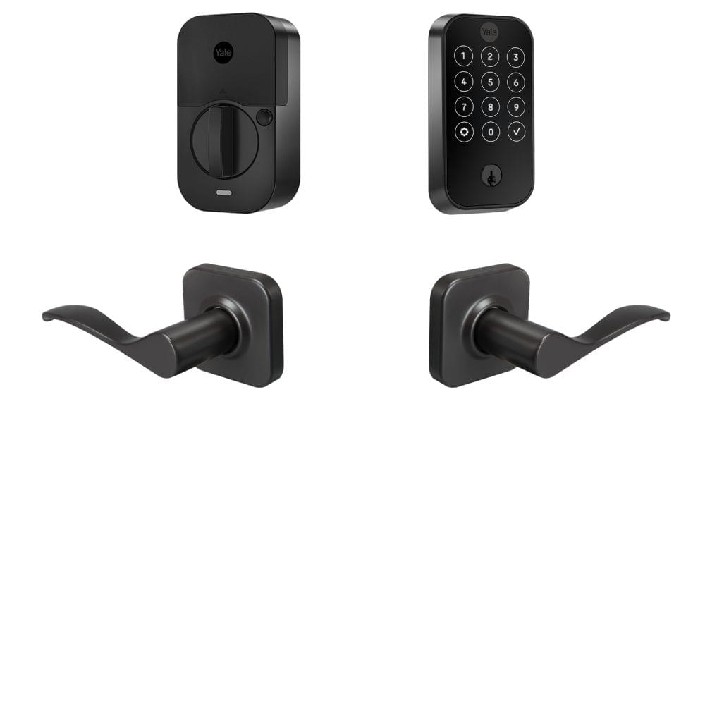 Yale BYRD420WF1NWBSP Yale Assure Lock 2 Bundle with Touchscreen Wi Fi Deadbolt, Norwood Lever Passage, and DoorSense BSP Black Suede Powder Coat Finish.