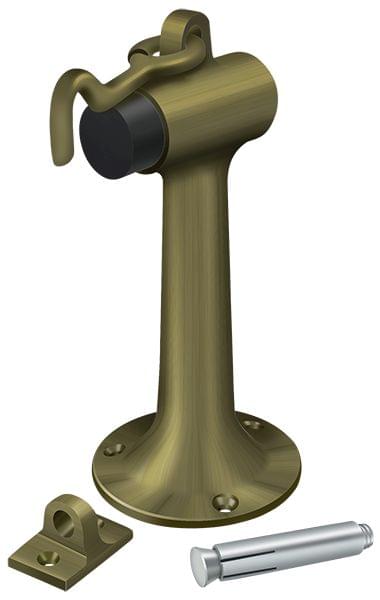 Deltana DSF630U5 Floor Mount, 6" Bumper with Hook and Eye, Heavy Duty, Antique Brass Finish.