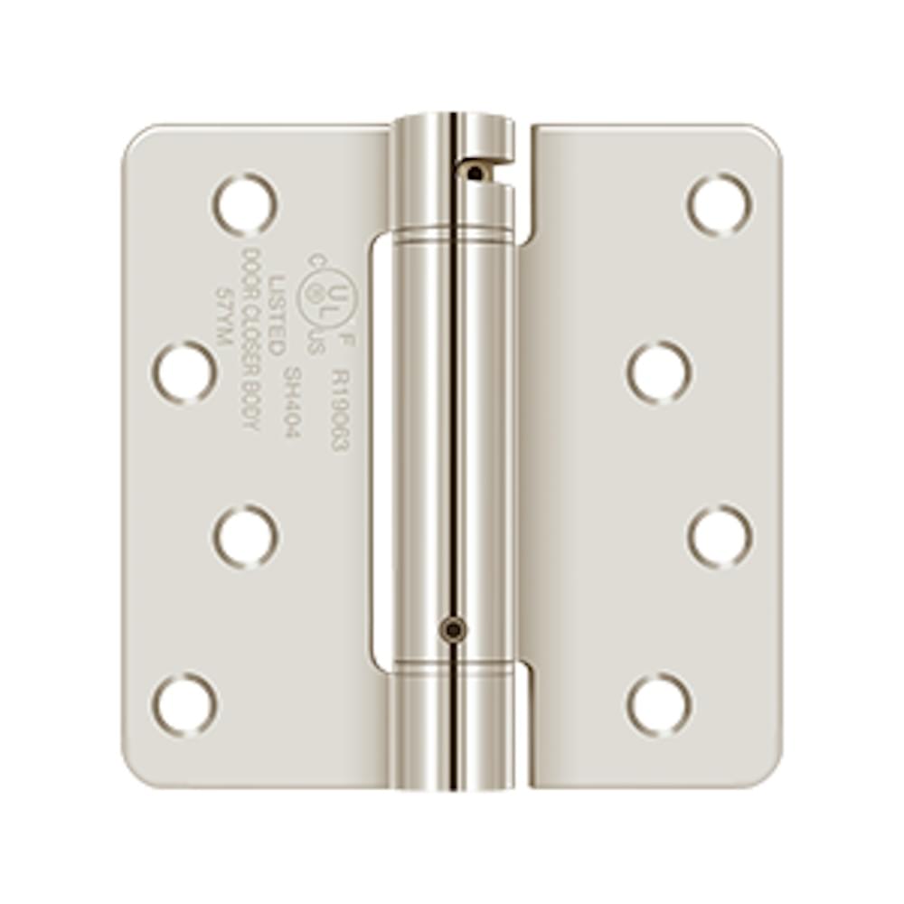 Deltana DSH4R414 4" x 4" 1/4" Radius Spring Hinge Bright Nickel Finish.