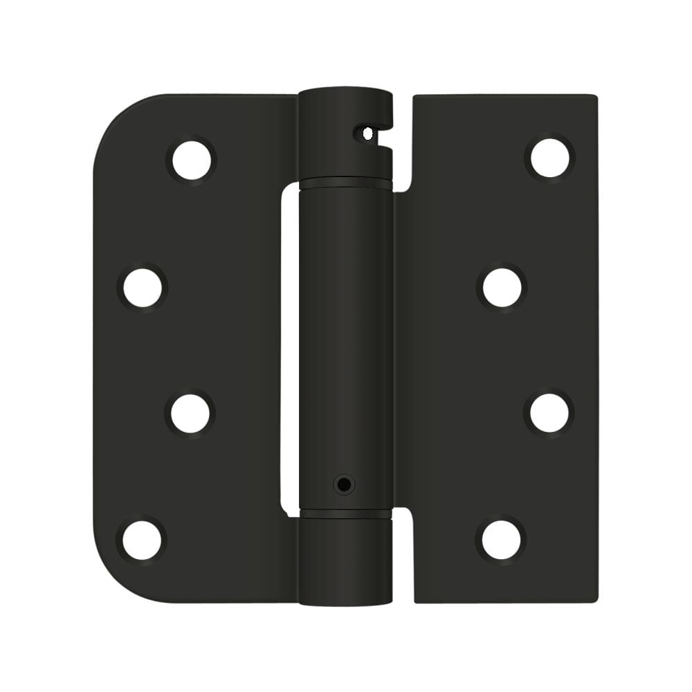 Deltana DSH4SR51B-LH Left Hand 4" x 4" 5/8" Radius by Square Spring Hinge Paint Black Finish.