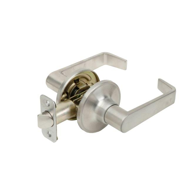 Pamex FLU603 Calypso Lever with Round Rose Passage Lockset Grade 3 Satin Nickel Finish.