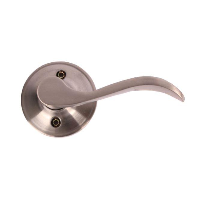 Pamex FLYEP04R Right Hand Naples Lever with Round Rose Half Dummy Lockset Grade 3 Satin Nickel Finish.