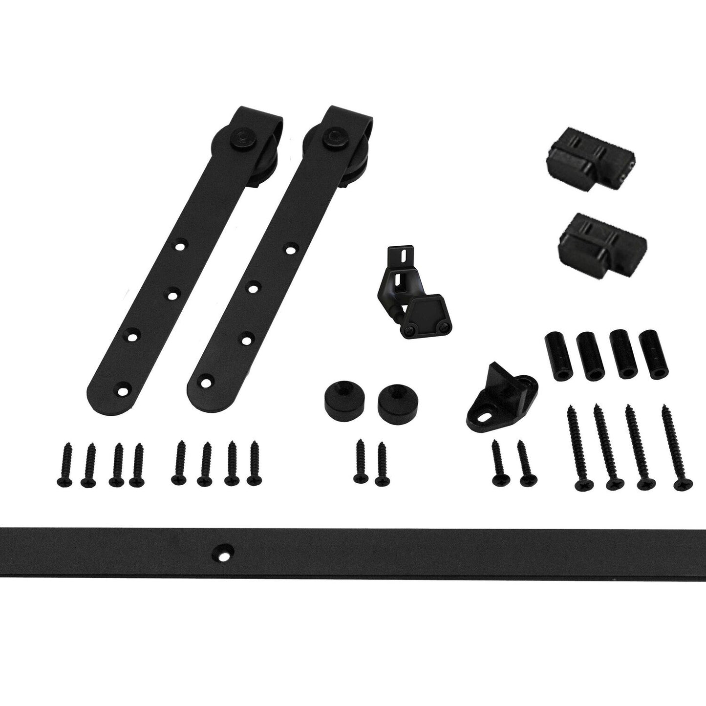 Orca Hardware FTLO-MINI-BL-5 5' Barn Door-Flat Track Kit with Long Drop Hangers