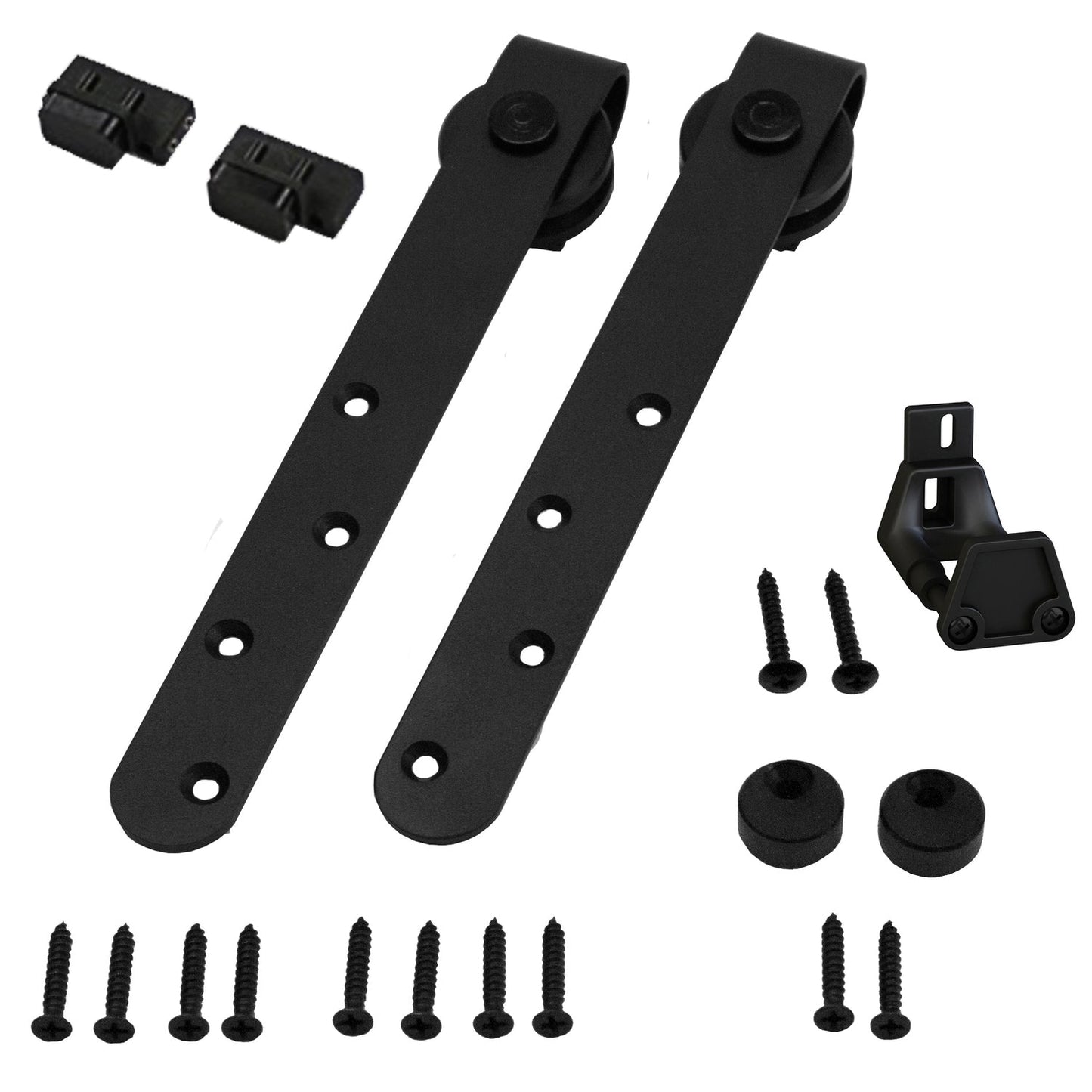 Orca Hardware FTLO-MINI-BL-DDK Barn Door-Flat Track Double Door Kit with Long Drop Hangers