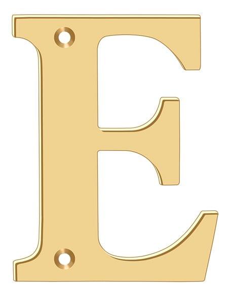 Deltana RL4E-CR003 4" Residential Letter E; Lifetime Brass Finish.