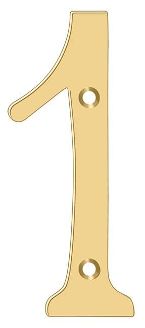 Deltana RN4-1 4" Numbers; Solid Brass; Lifetime Brass Finish.