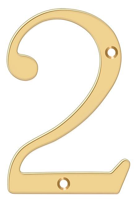 Deltana RN4-2 4" Numbers; Solid Brass; Lifetime Brass Finish.