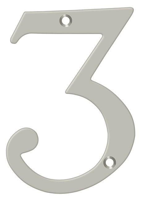 Deltana RN4-3U15 4" Numbers; Solid Brass; Satin Nickel Finish.