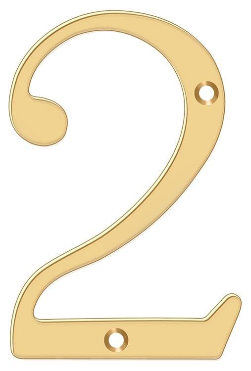 Deltana RN6-2 6" Numbers; Solid Brass; Lifetime Brass Finish.