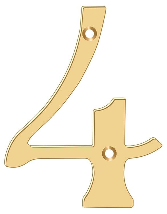 Deltana RN6-4 6" Numbers; Solid Brass; Lifetime Brass Finish.