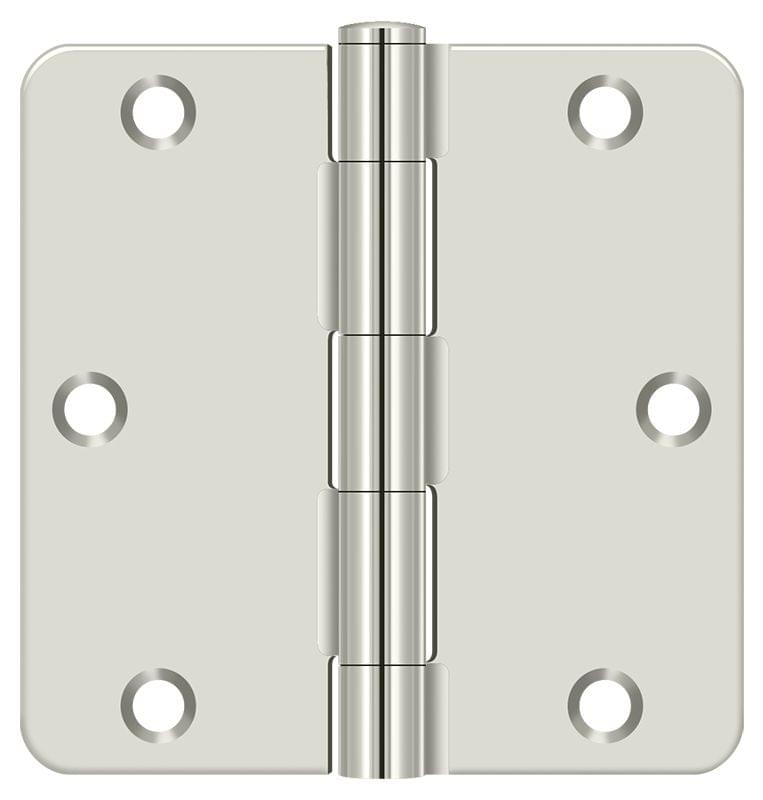 Deltana S35R414 3-1/2" x 3-1/2" x 1/4" Radius Hinge; Residential Thickness; Bright Nickel Finish.