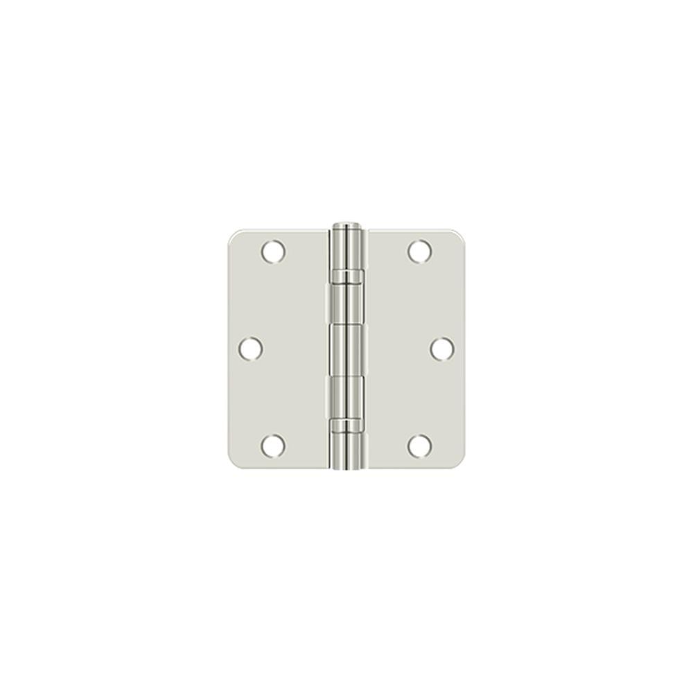 Deltana S35R4BB14 3-1/2" x 3-1/2" x 1/4" Radius Hinge; Ball Bearing; Bright Nickel Finish.