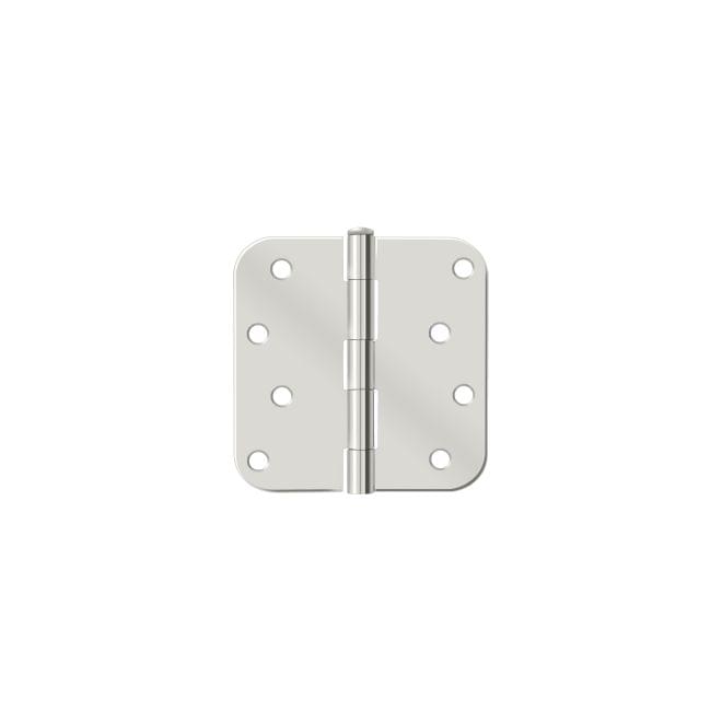 Deltana S44R514 4" x 4" x 5/8" Radius Hinge; Bright Nickel Finish.