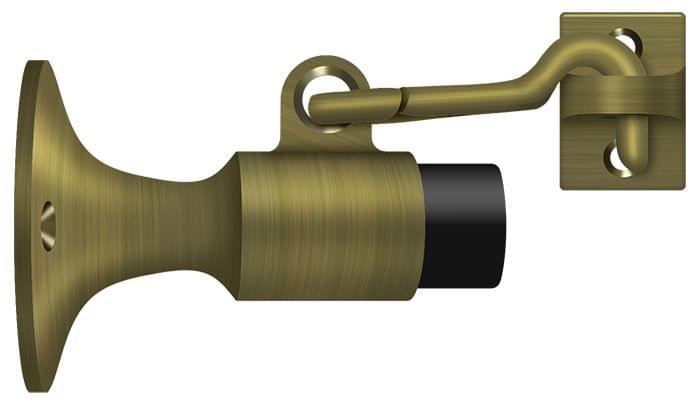Deltana SAHW325U5 Wall Mount Bumper with Holder; Antique Brass Finish.