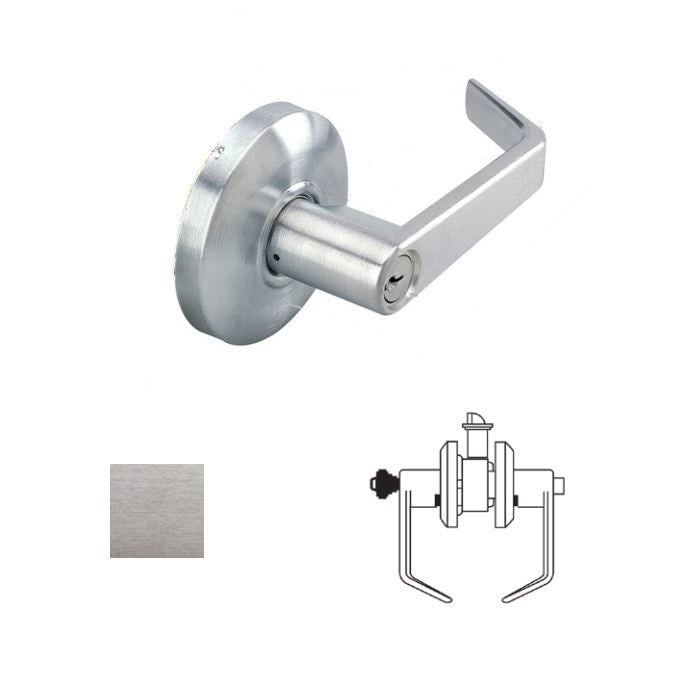 Cal-Royal SL01-26D Grade 2 Keyed Entry Push Button Door Lever Lockset with 2-3/4" Backset