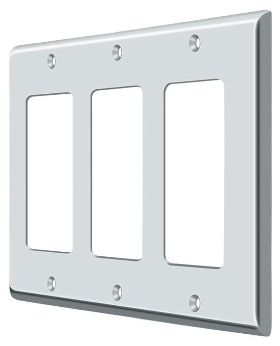 Deltana SWP4740U26 Switch Plate; Triple Rocker; Bright Chrome Finish.
