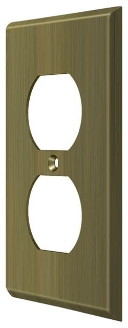 Deltana SWP4752U5 Switch Plate; Double Outlet; Antique Brass Finish.