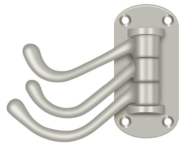 Deltana TSH40U15 Triple Swivel Hook; Heavy Duty; 4" Projection; Satin Nickel Finish.