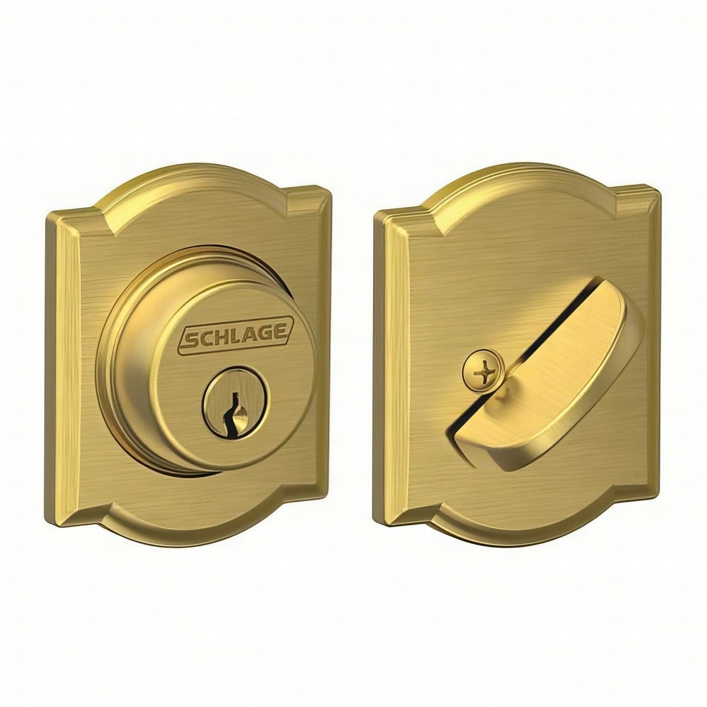 Schlage B60CAM Single Cylinder Deadbolt with Camelot Rose.