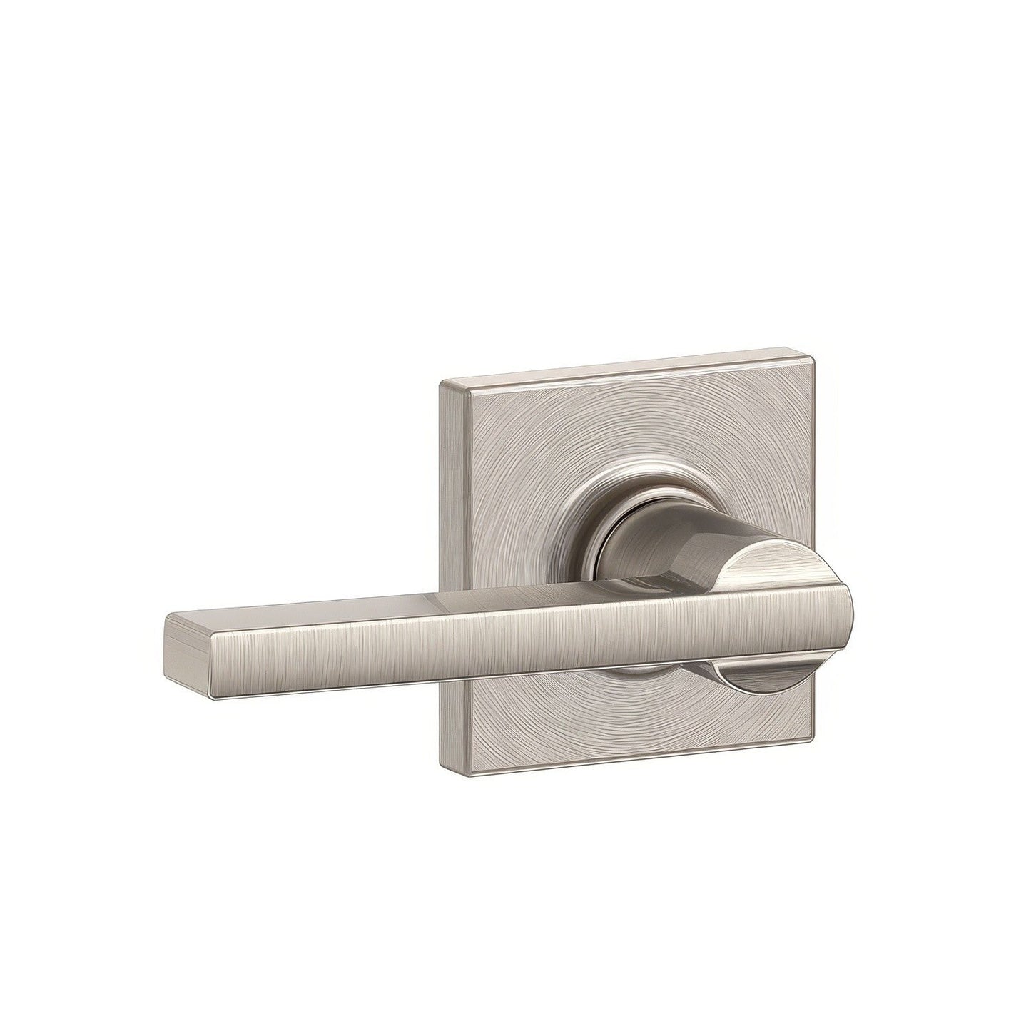 Schlage F10LAT619COL Latitude with Collins Rose Passage Door Lever Satin Nickel.
