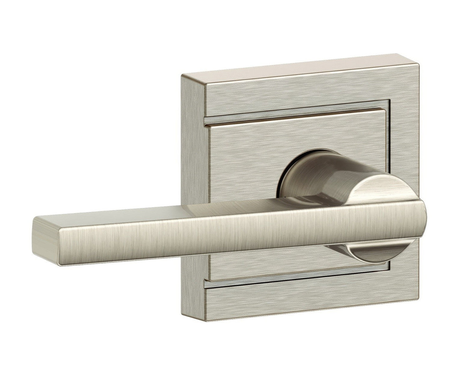 Schlage F170LAT619ULD Latitude with Upland Rose Dummy Door Lever Satin Nickel