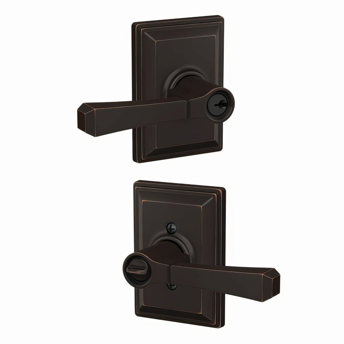 Schlage F51ARVT-GDV Rivington with Grandville Rose Keyed Entry Door Lever.