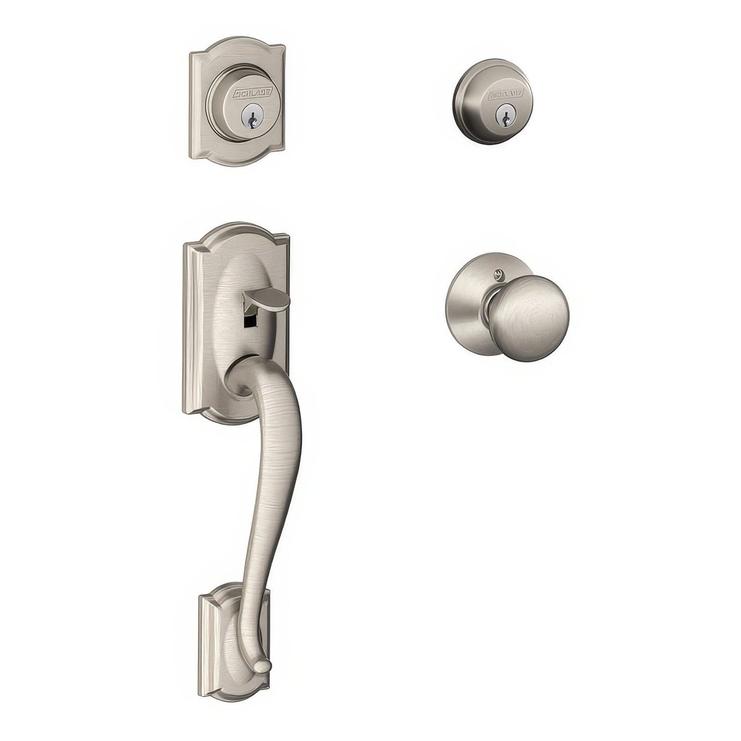 Schlage F62-CAM-PLY F-Series Double Cylinder Handleset with Plymouth Interior Knob