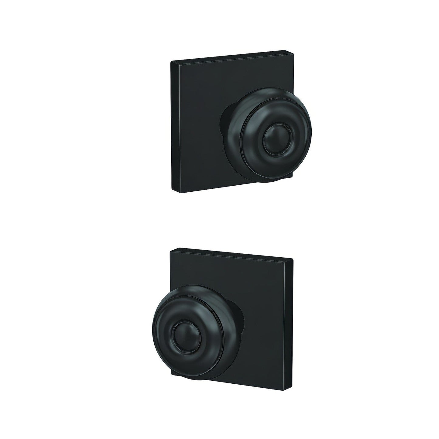 Schlage FC172GEO622COL Georgian with Collins Rose Pair of Dummy Door Knobs Matte Black