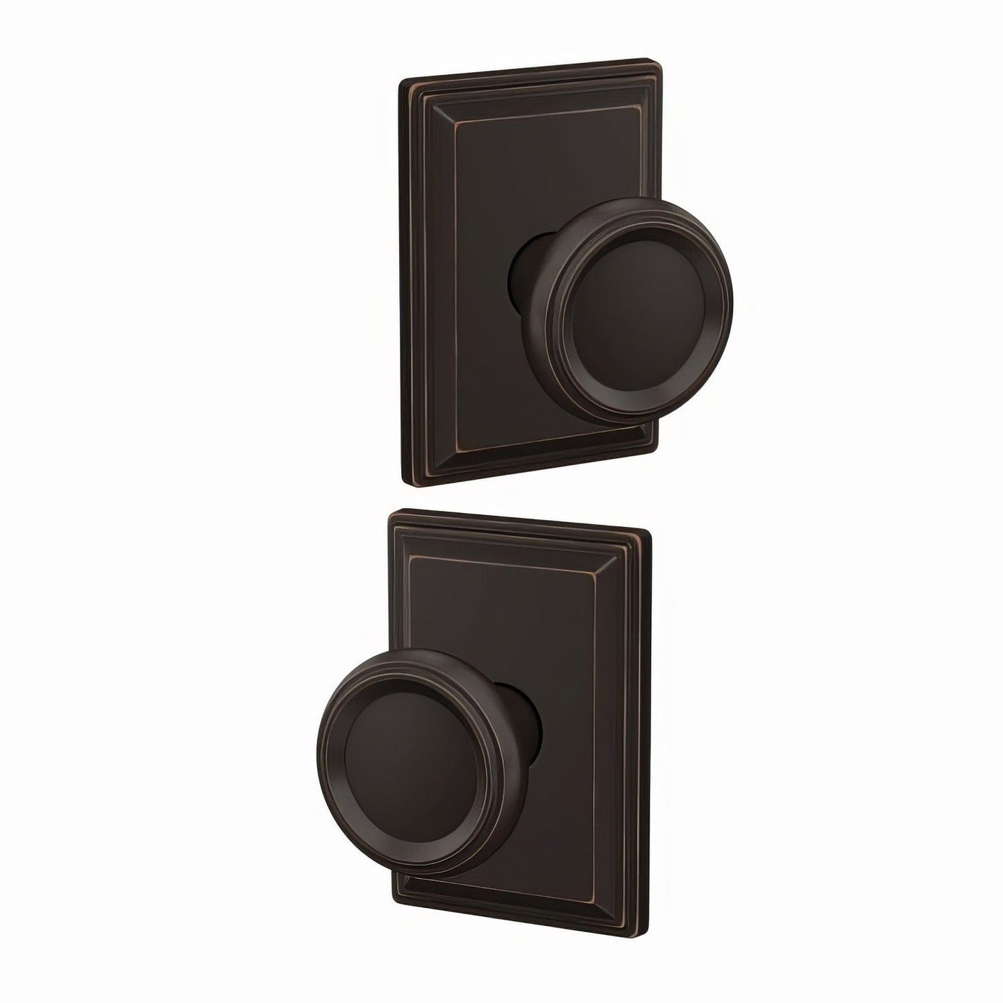 Schlage FC172OFM-GDV Offerman with Grandville Rose Pair of Dummy Door Knobs.