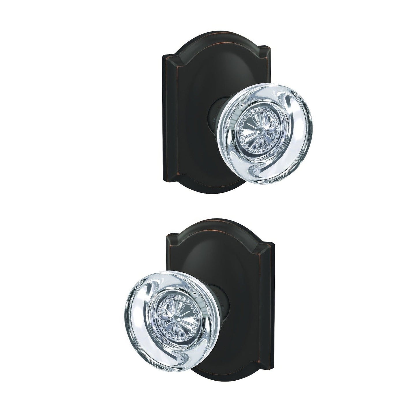 Schlage FC21HOB-CAM Hobson Knob with Camelot Rose Passage & Privacy Door Knob