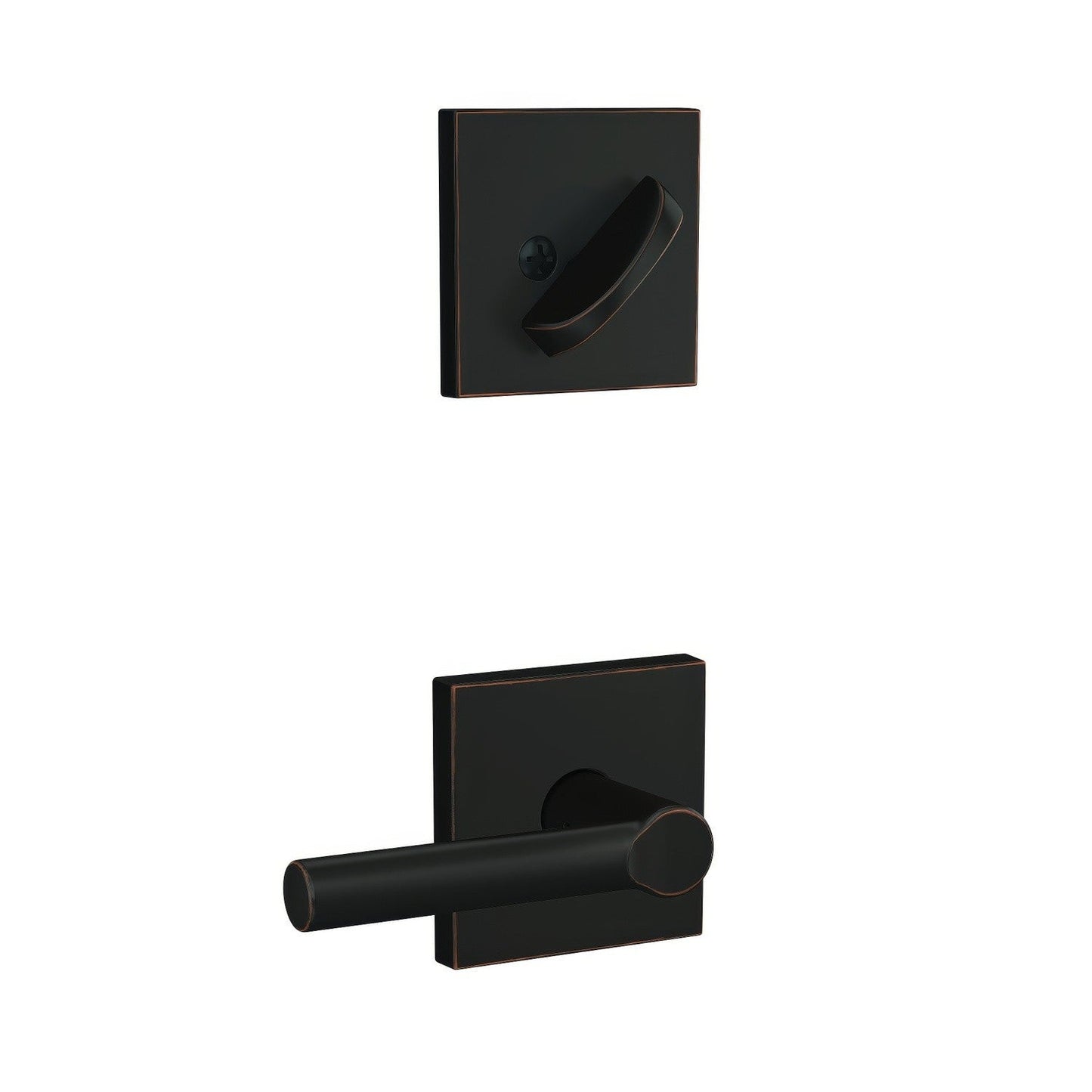Schlage FC59BRW-COL Custom Broadway Lever with Collins Rose Interior Active Trim.