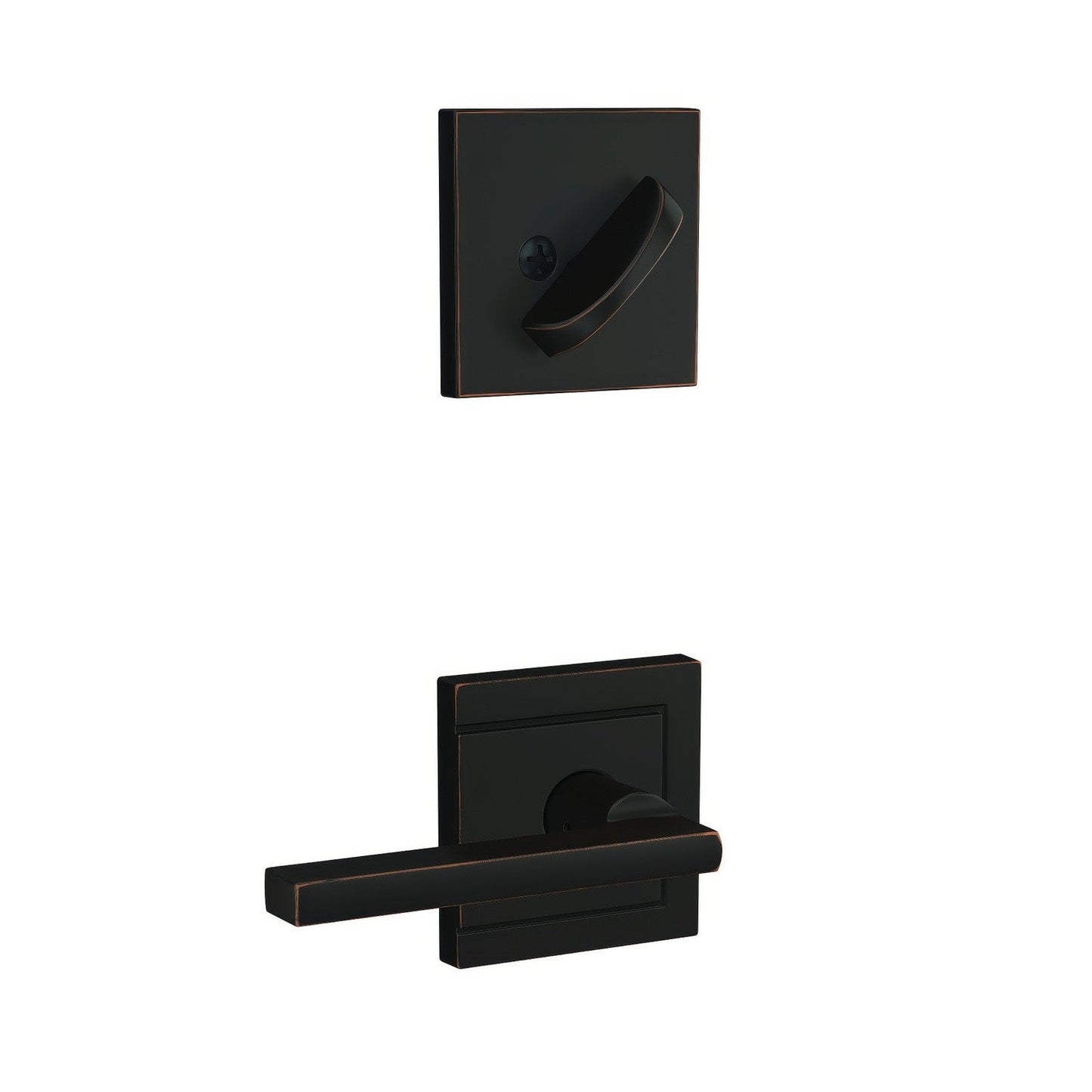 Schlage FC59LAT-ULD Custom Latitude Lever with Upland Rose Interior Active Trim