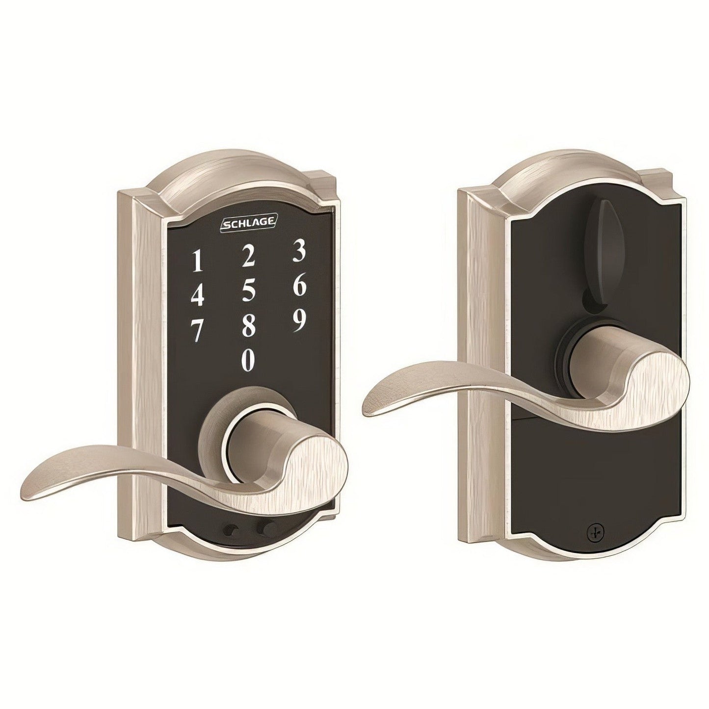 Schlage FE695-CAM-ACC Touch Keyless Touchscreen Lever with Camelot Trim and Accent Lever