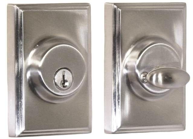 Weslock 03771-N-NSL23 Woodward Single Cylinder Deadbolt with Adjustable Latch and Deadbolt Strike Satin Nickel Finish.