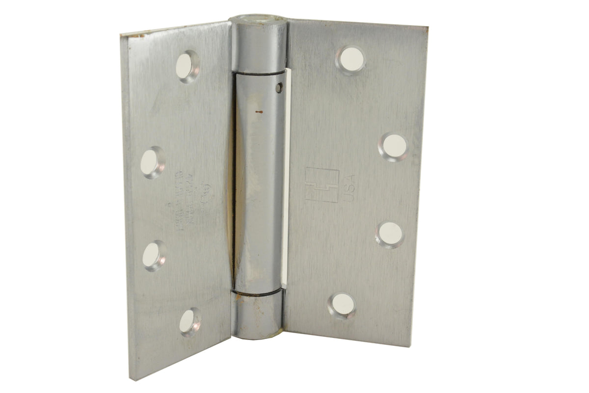 Hager 125041226D.1 4-1/2" x 4-1/2" Full Mortise Single Acting Square Corner Spring Hinge Single Box Satin Chrome Finish - * Not Returnable *.