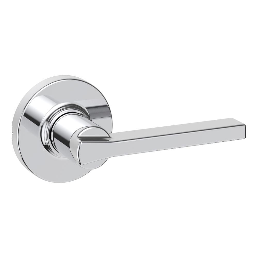 Kwikset 200CSLRDT-26 Casey Lever with Round Rose Passage Door Lock with 6AL Latch and RCS Strike Bright Chrome Finish.