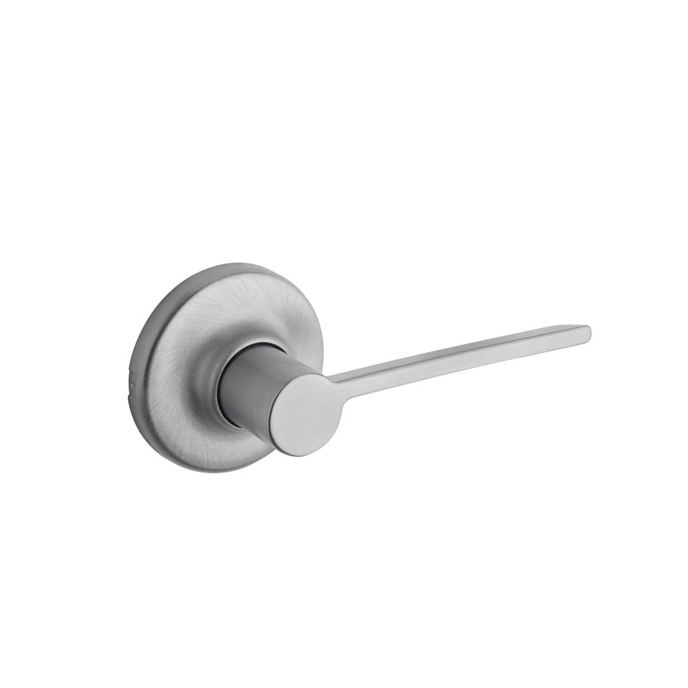 Kwikset 200LRLRDT-15 Ladera Lever with Round Rose Passage Door Lock with 6AL Latch and RCS Strike Satin Nickel Finish.