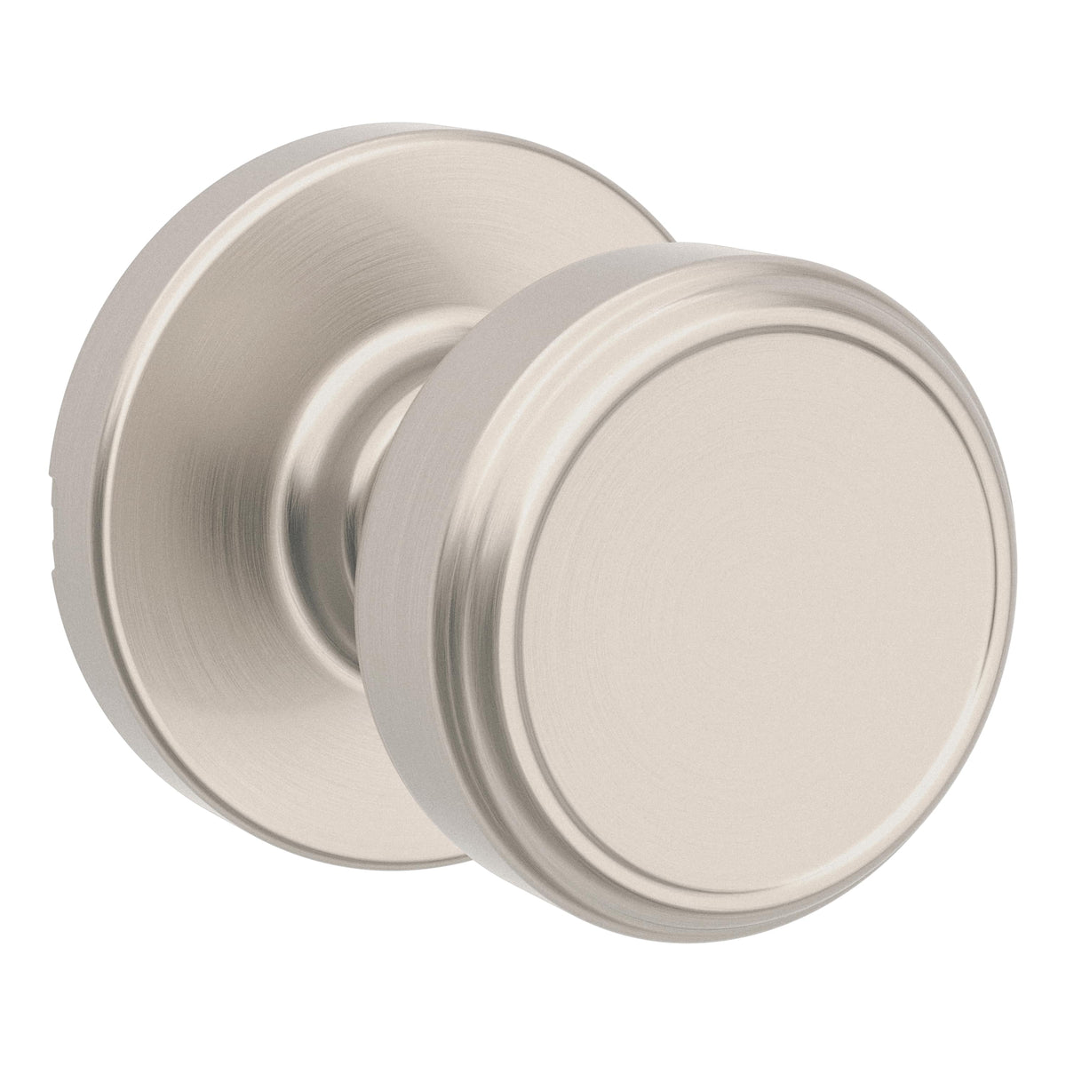 Kwikset 200MNKRDT-15 Maven Knob Round Rose Passage Door Lock with 6AL Latch and RCS Strike Satin Nickel Finish.