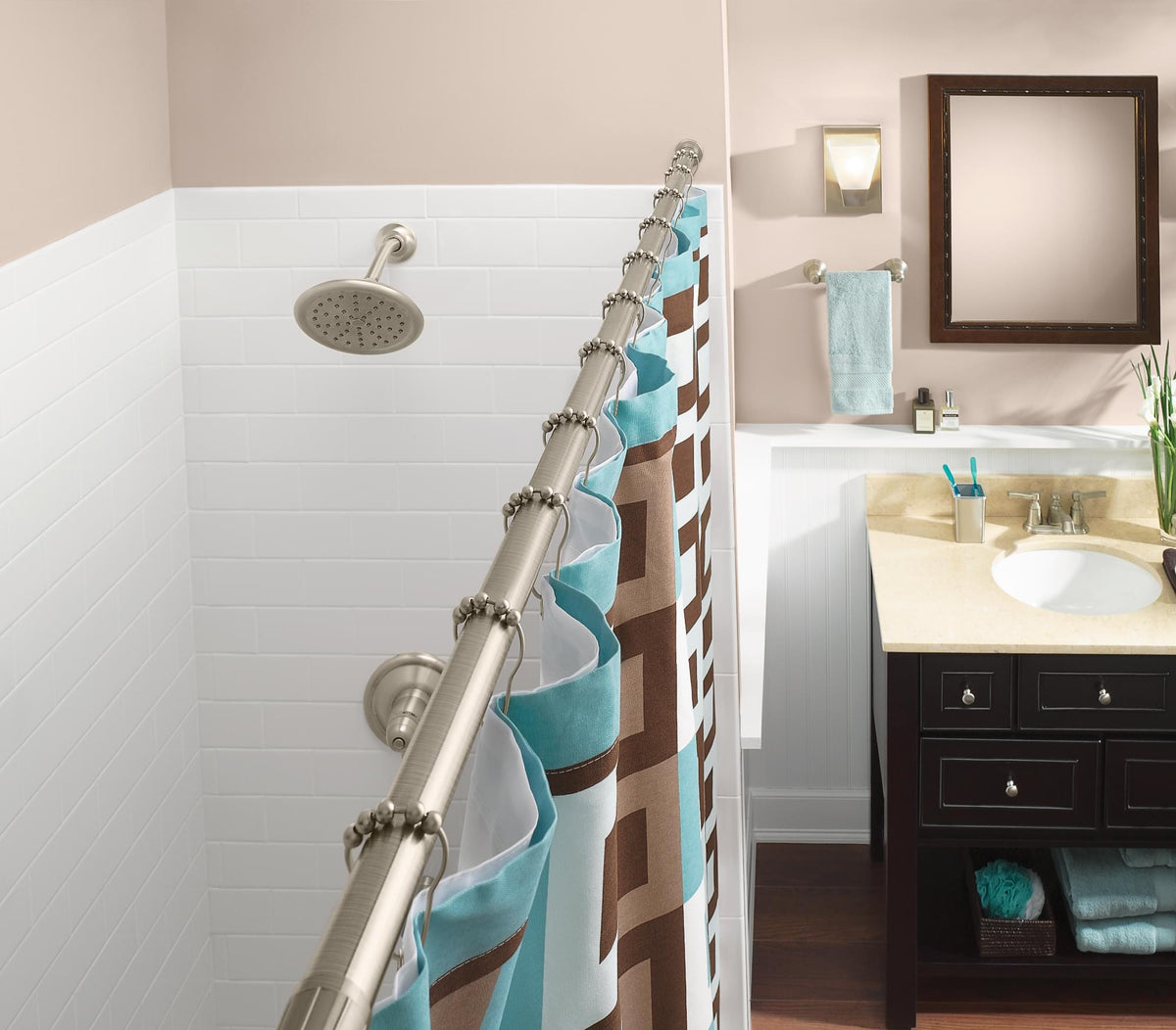 Moen 21005SS 5' Aluminum Shower Rod Satin Stainless Steel Finish.