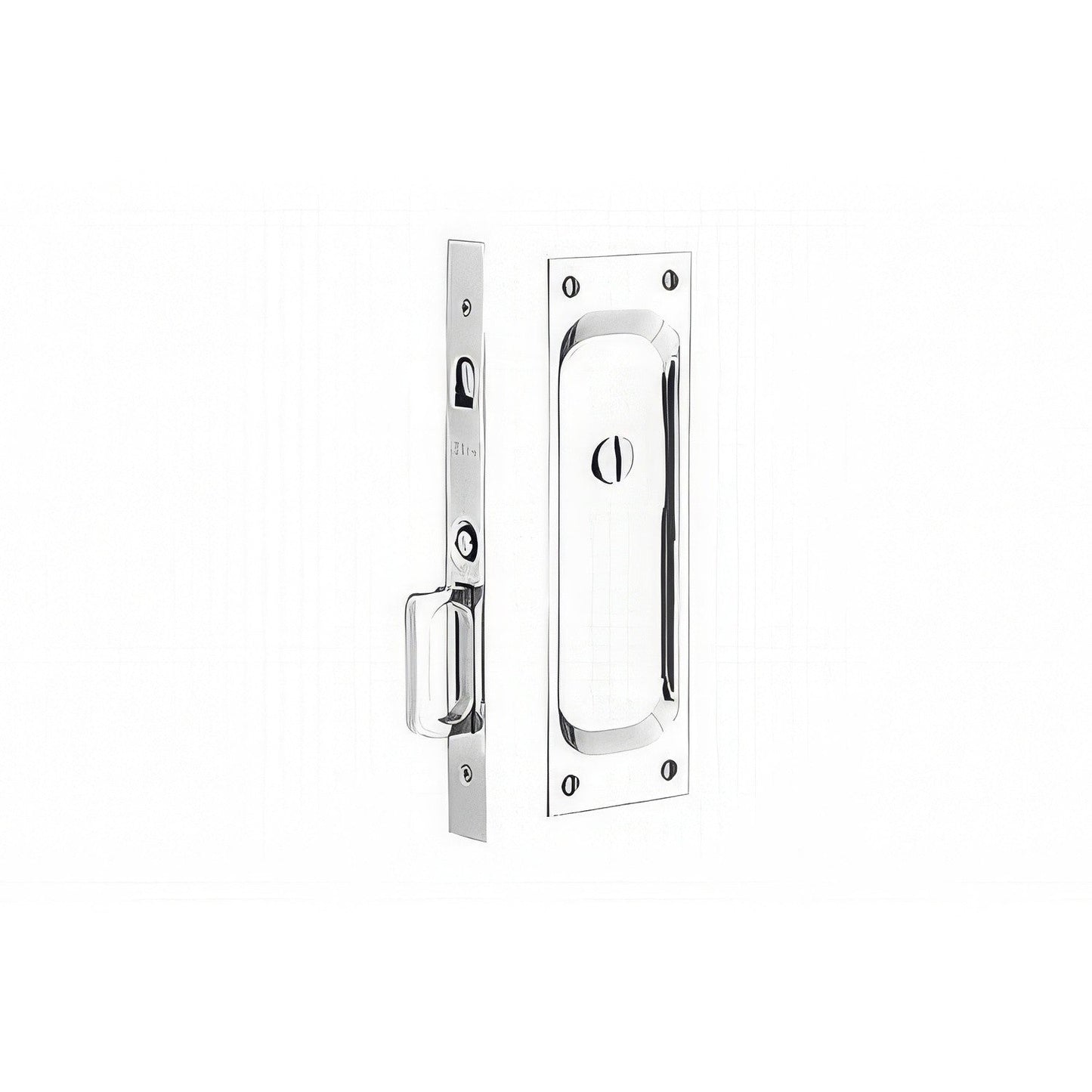 Emtek 7-1/2" Height Solid Brass Privacy Pocket Door Mortise Lock