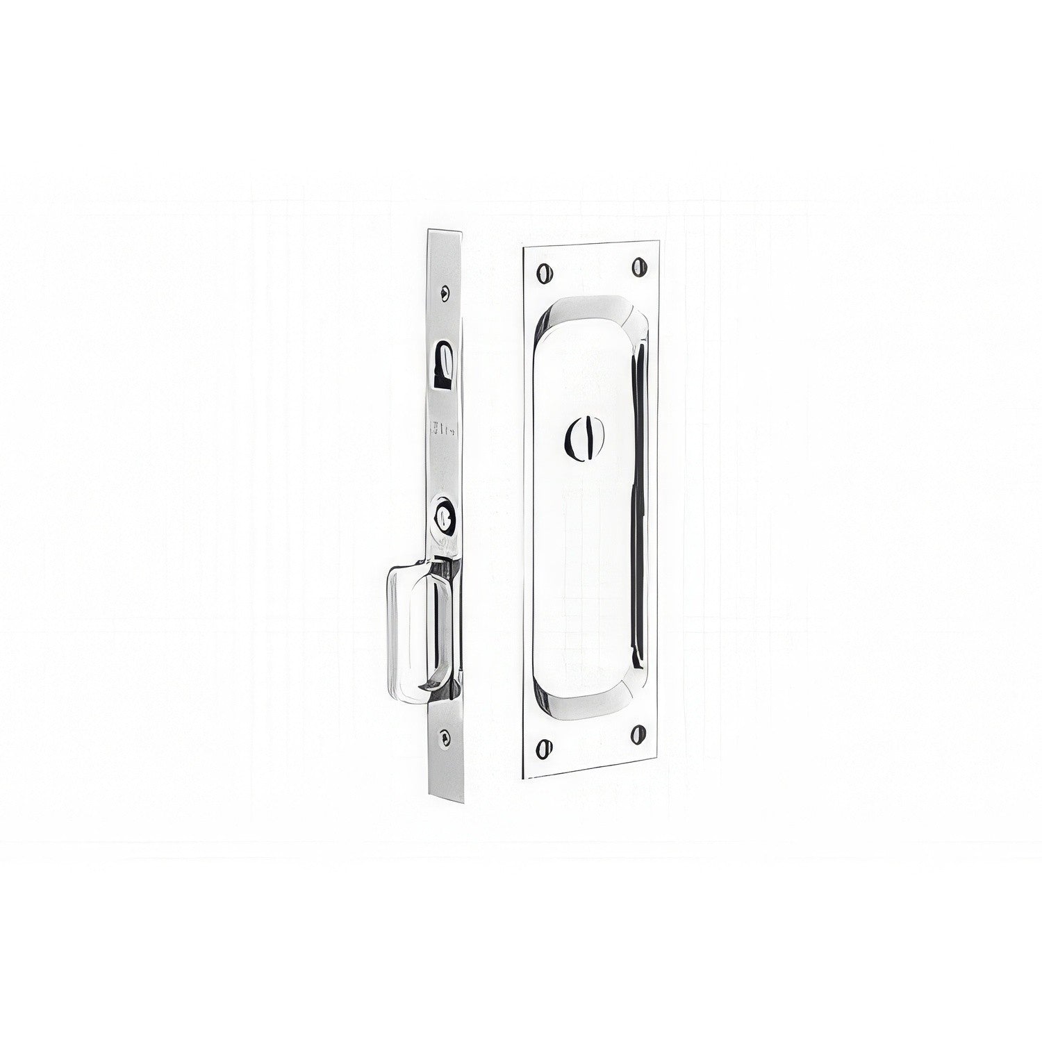 Emtek 7-1/2" Height Solid Brass Privacy Pocket Door Mortise Lock