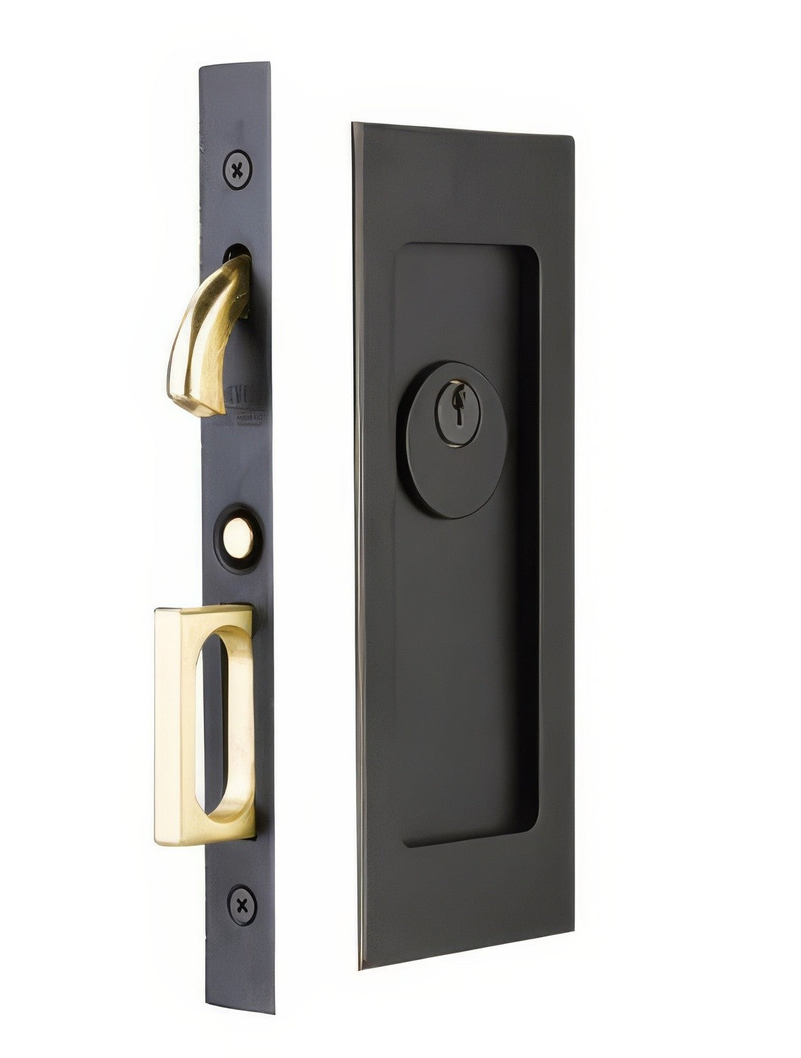 Emtek 2115US138 Modern Rectangular Privacy Pocket Door Mortise Lock for 1-3/8 Inch.