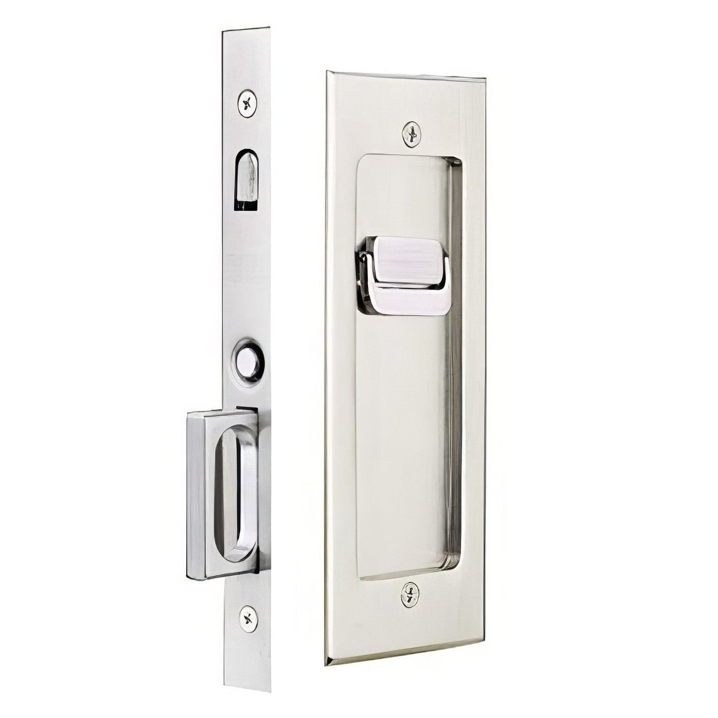 Emtek 2115US134 Modern Rectangular Privacy Pocket Door Mortise Lock for 1-3/4 Inch Door.