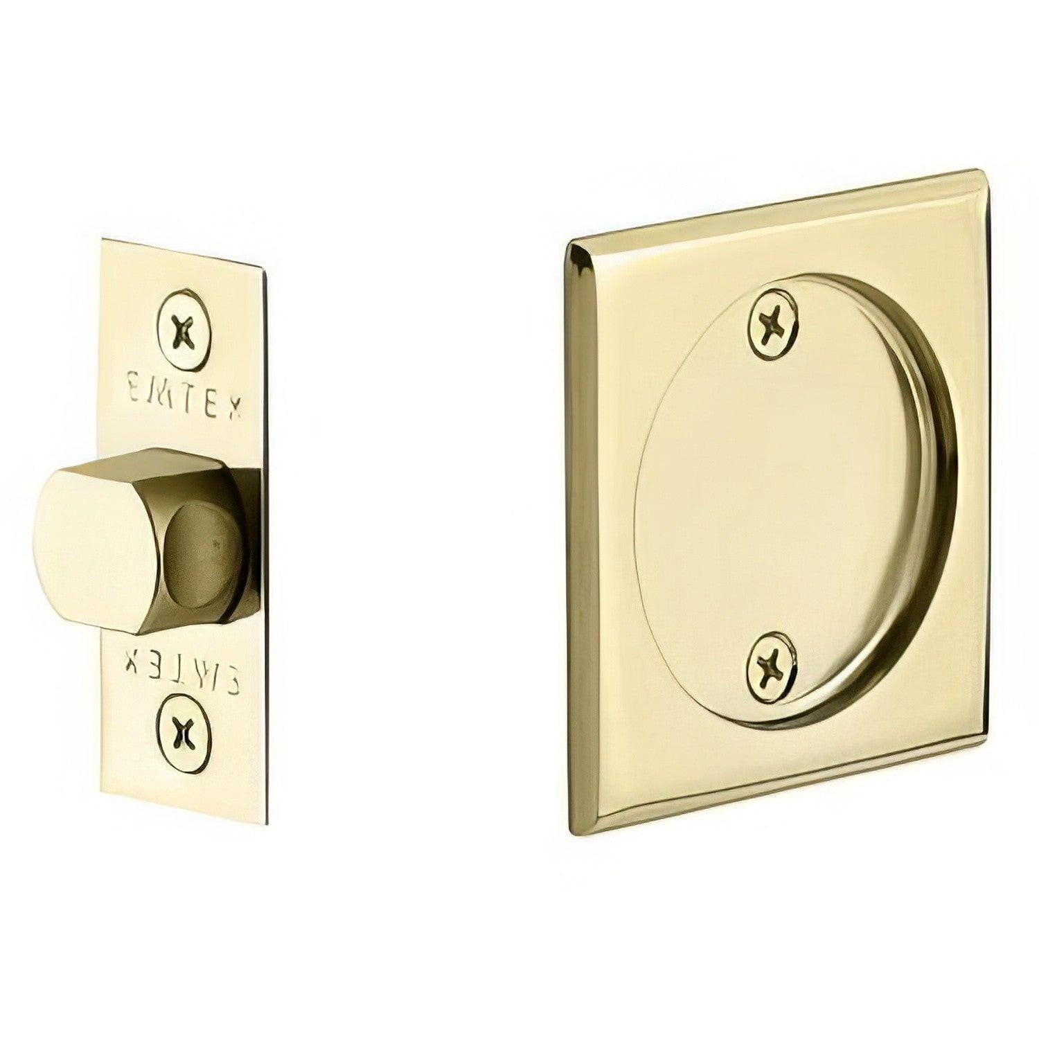 Emtek 2134US Square Passage Pocket Door Tubular Lock with Passage Strike Plate.