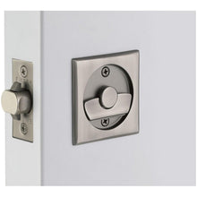 Emtek 2135US Square Privacy Pocket Door Tubular Lock with Privacy Strike Plate and Dust Box.
